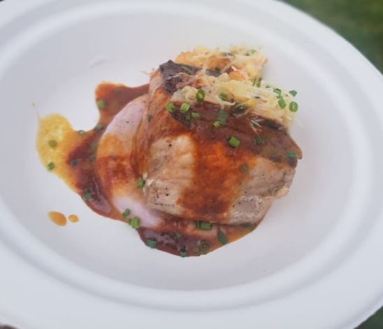 Chotto Matte – Spicy Salmon, Antocucho Sauce, Chives, Yuzu Dressing, Snowcrab, Purple Potato Puree