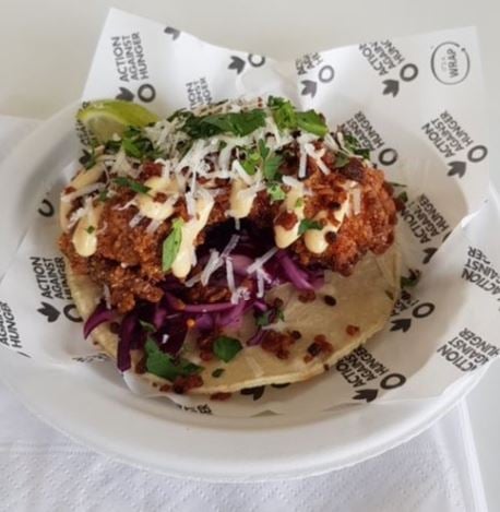 Breddos Tacos – Fried Chicken Taco, Chilli, Bacon-Avo Mayo